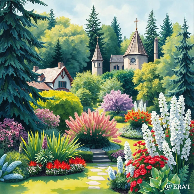 Cottage Garden Splendor - impression sur toile tendue