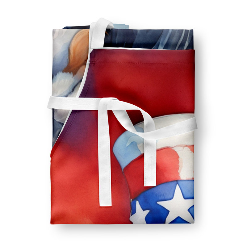 Patriotic American Apron, Black/White Cavalier Spaniel