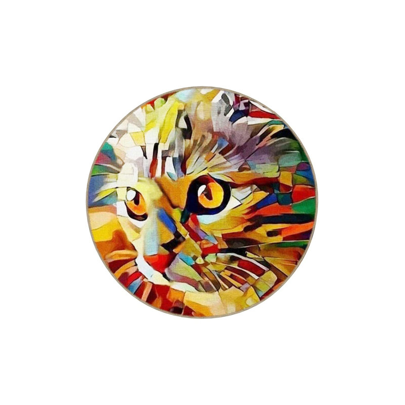 Multicolored Surrealist Design Abstract Cat Patterned Modern Decorative Carpet, Rectangle 2'4" x 4'