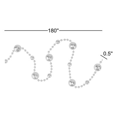 15' x 0.5" Shiny Mirrored Disco Ball Beaded Christmas Garland