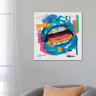 Lip Open Blue par Nuwarhol-reproduction d’art