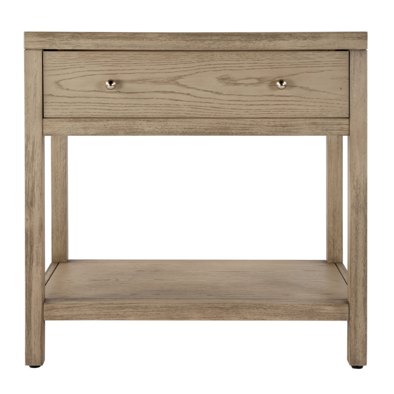30 po Dillingham L Table de chevet rectangulaire 1 tiroir en bois avec tablette ouverte inférieure brun clair, Marron clair
