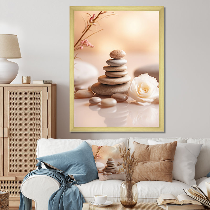 Spa Serenity Zen Stones délicat équilibre Cairn I - art mural en pierre spirituelle, H 44 po x l 34 po x P 1,5 po