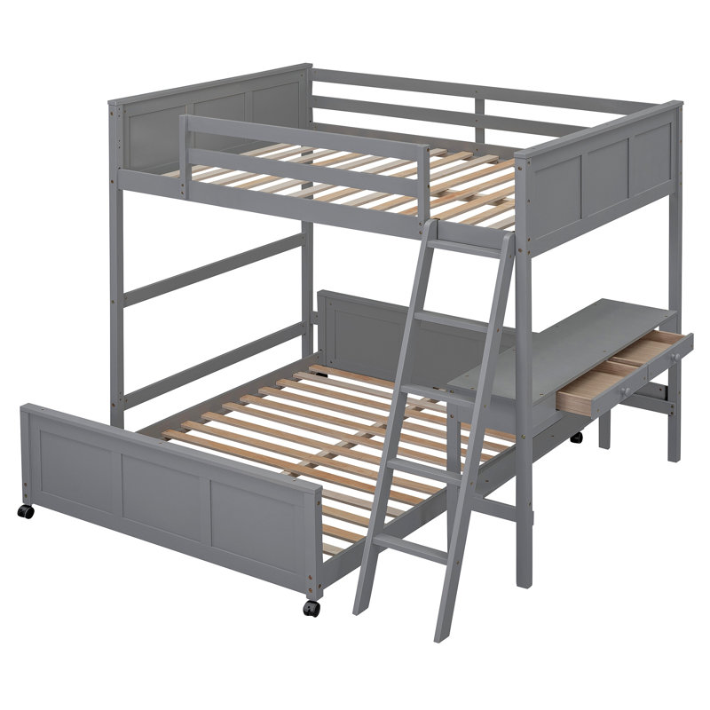 Lit superposé avec bureau, Gris