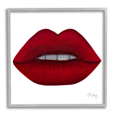" Red Lips On White " by Alejandra Saiz