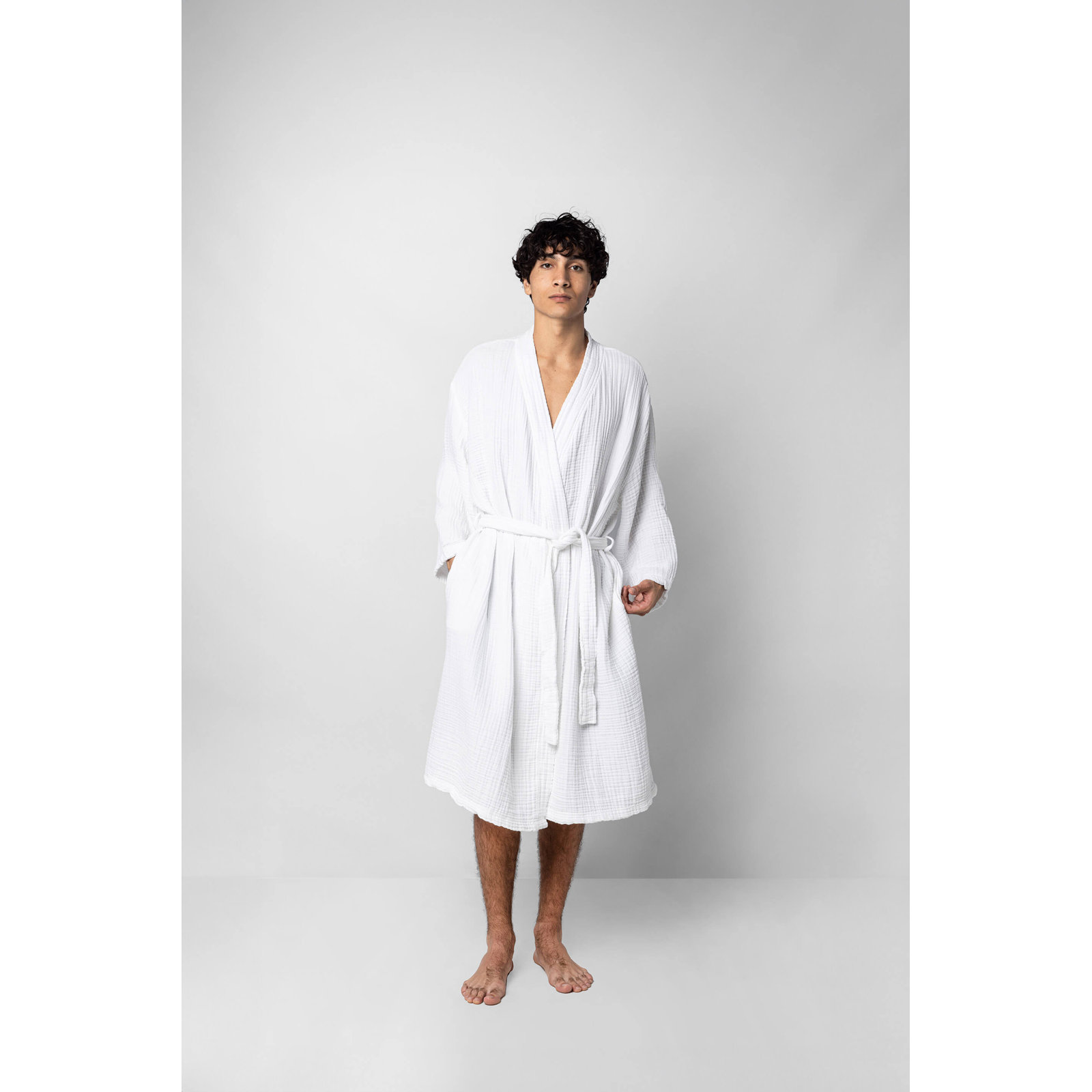 Muslin Cotton Kimono, XXL, White