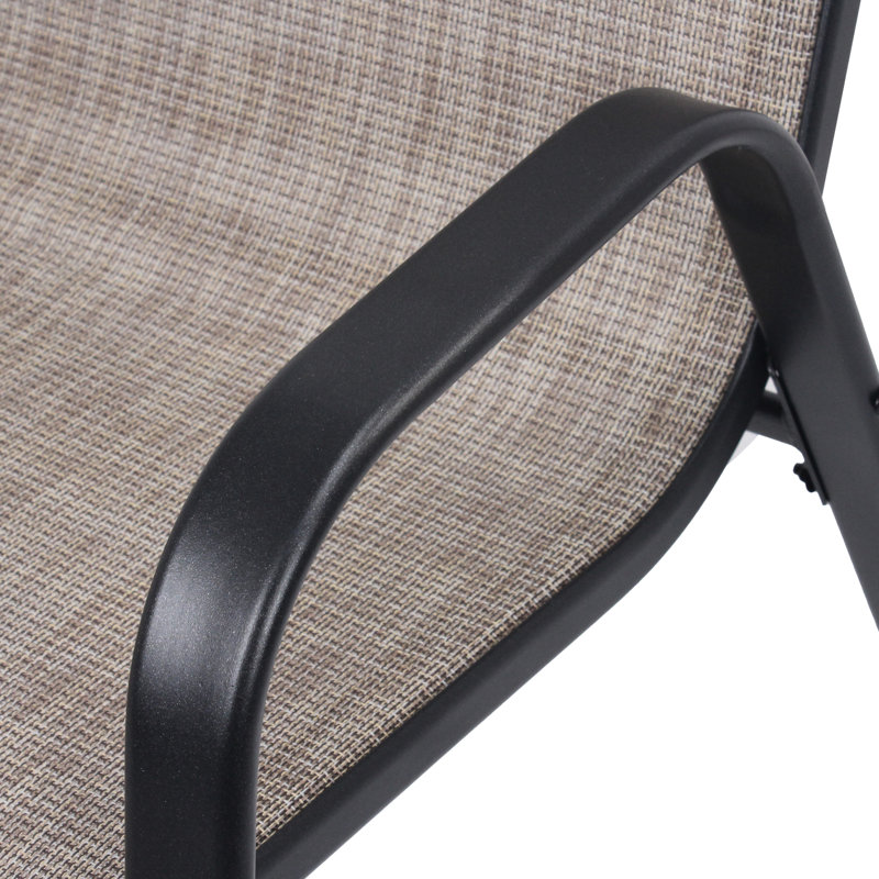 Ensemble de 6 chaises d'extérieur pour jardin et usage commercial, assise large et ergonomique, capacité de 159 kg, structure antirouille, chaises de salle à manger en tissu facile d'entretien et en métal, imperméables
