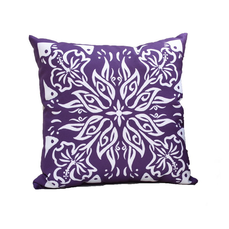 Cuban Flare Geometric Indoor/Outdoor Reversible Throw Pillow, Purple, 20" x 20"