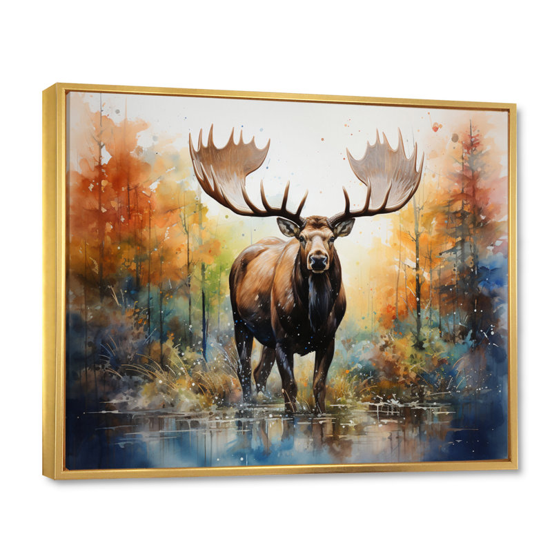 Bernardette Colorful Moose Majestic Pointillism, reproduction d'art sur toile, H 12 po x l 20 po x P 1 po