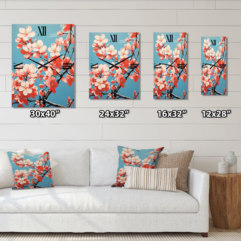 Horloge murale rose, H 28 po x l 12 po x P 1 po