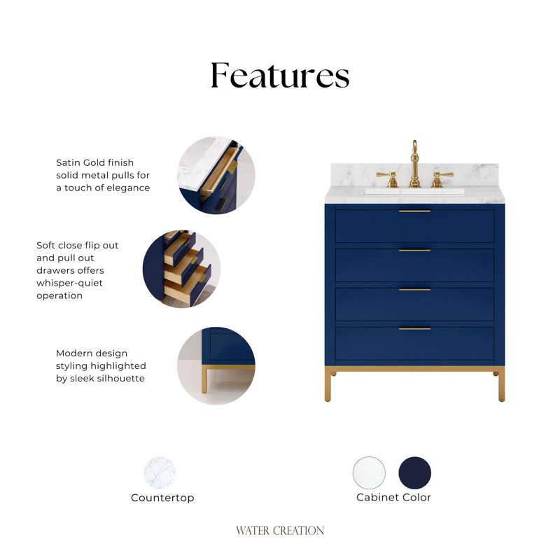 30'' W Single Vanity, Monarch Blue, No, 30"