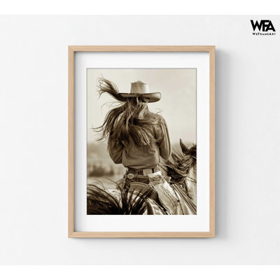 Windswept Horse Ride Cowgirl Photo30x40"