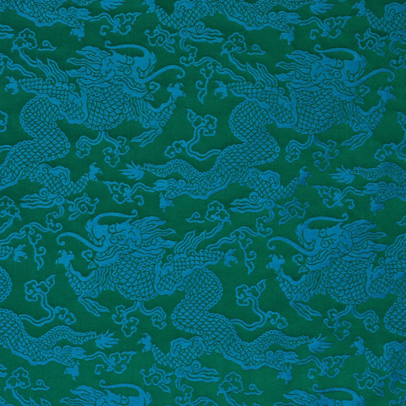 Ruan Dragon Damask Fabric, Emerald