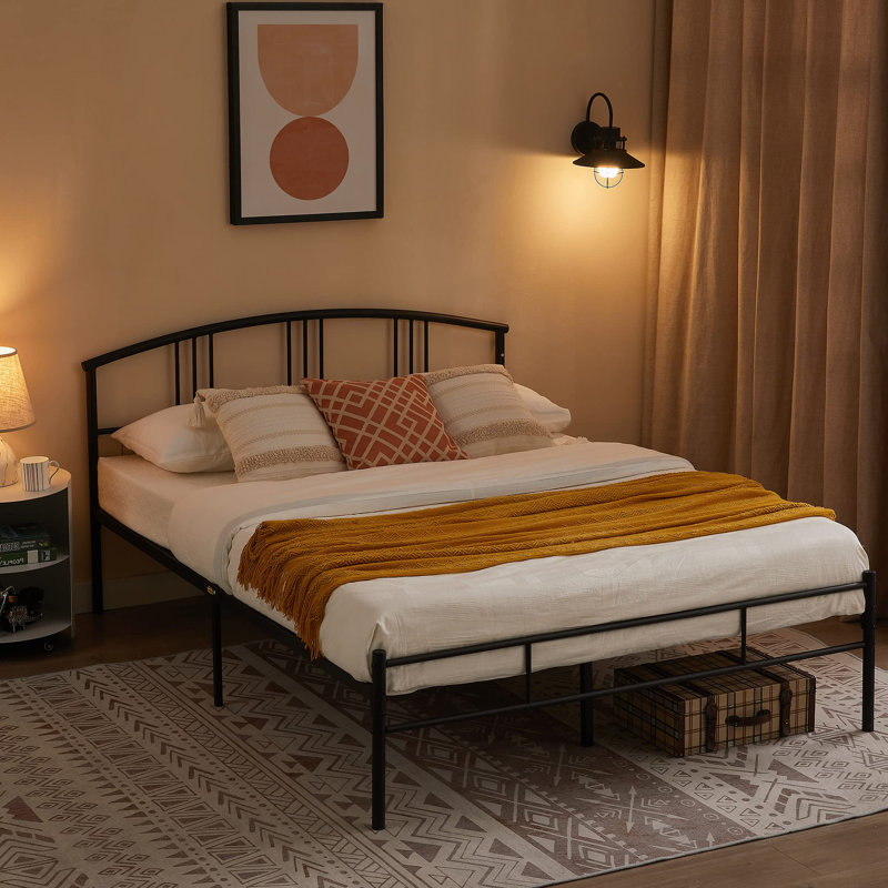 Breeona 37.2" Steel Bed Frame, Black