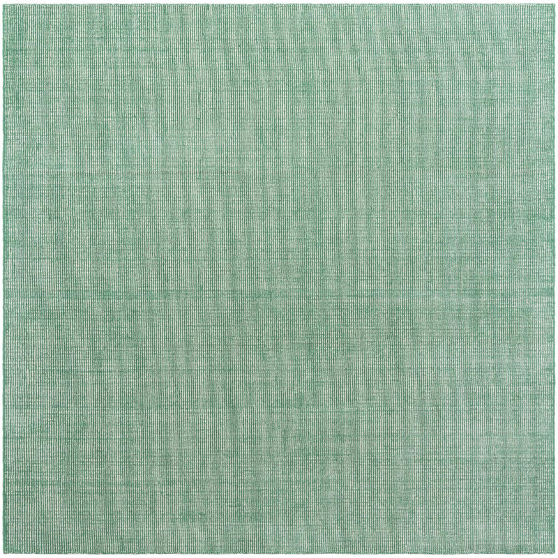 Tapis rayé en laine tissé à la main Colyt en vert / blanc, Carré 7 pi 10 po