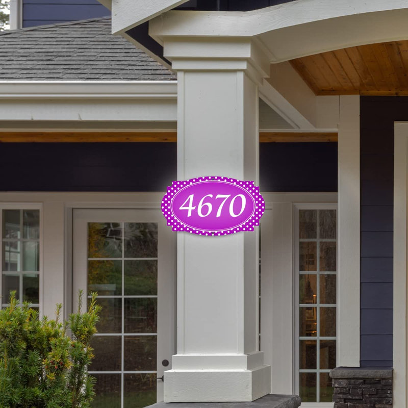 Plaque d'adresse murale sur 1 ligne, Mauve, Oui