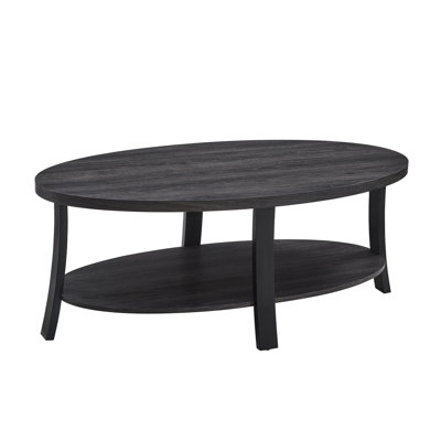 Charcoal Colored Wood Coffee Table With Oval Shelf And Fine Construction Contemporary In Charcoal, Made Of