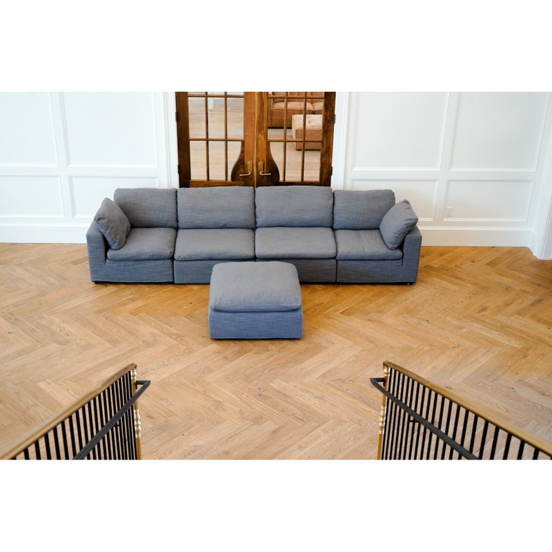 Canapé modulaire moderne, canapé d'angle rembourré avec coussins moelleux, Tissu gris, H 33,04 po x l 35,03 po x P 35,03 po