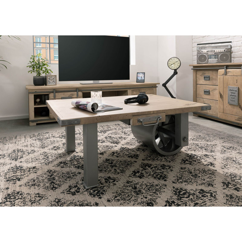 Wheel Coffee Table with Storage