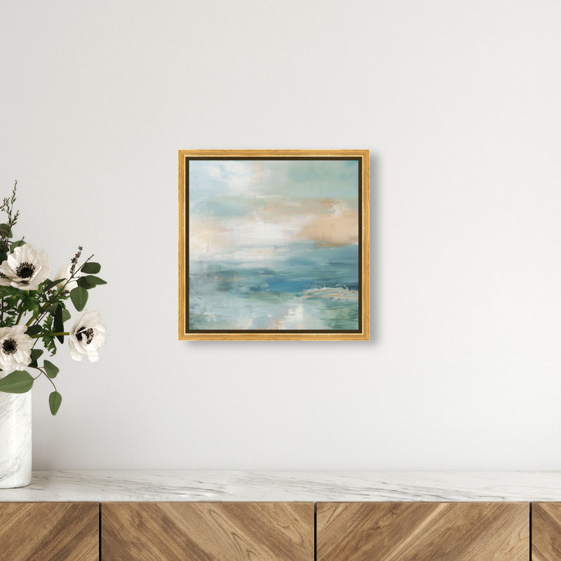 Turquoise Echoes II Canvas Abstract Print by Oliver Gal, Black Frame, 12 x 12, 13"H x 13"W, Gold Frame