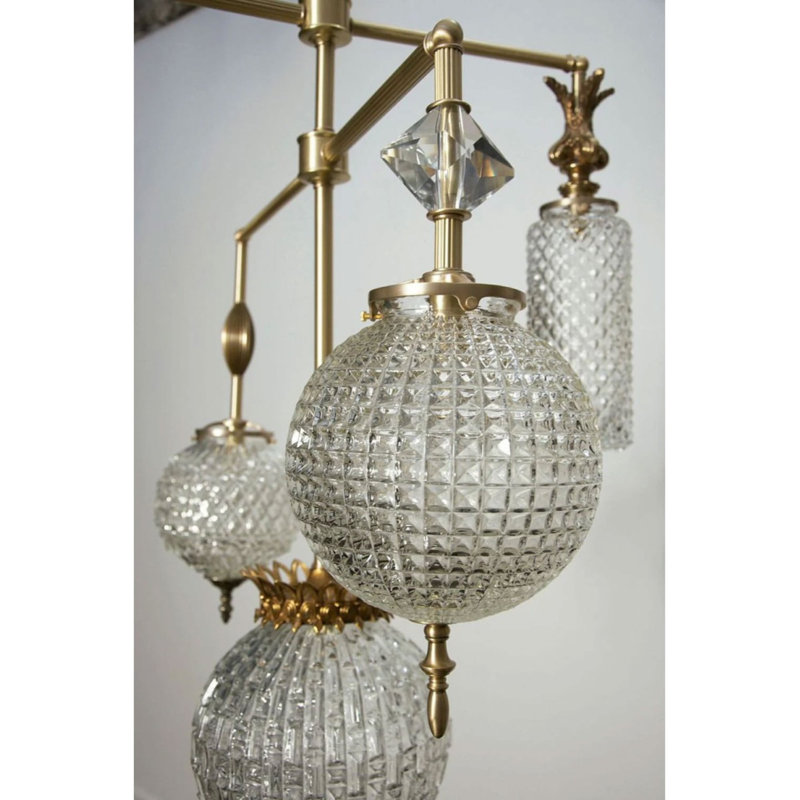 Lustre en laiton Kinnison, Bronze, Transparent, 35" Diameter x 62" Height