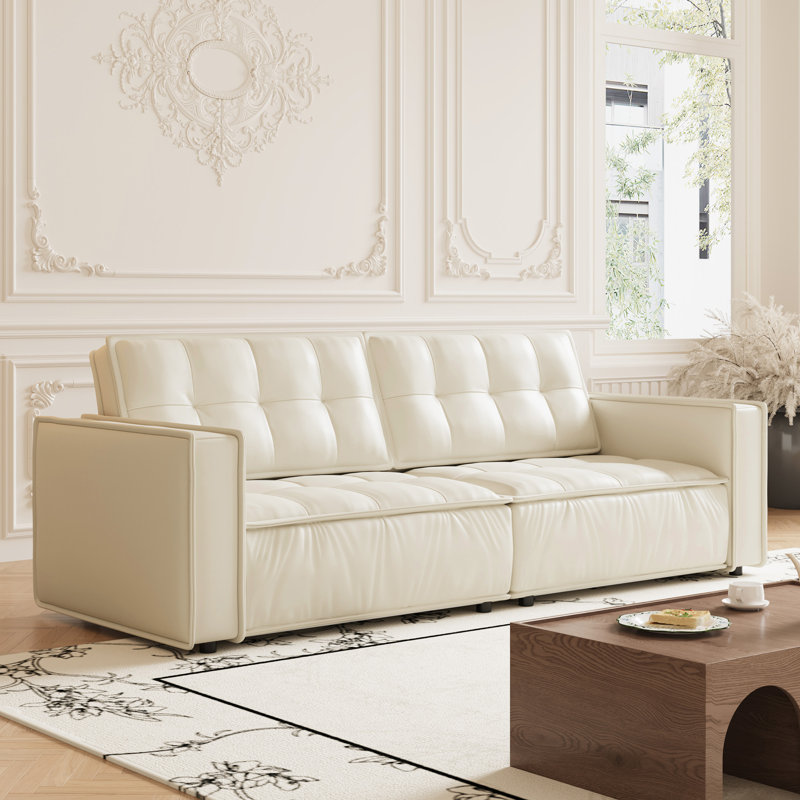 Canapé en cuir de style moderne 95,2 po avec design combiné pour le salon