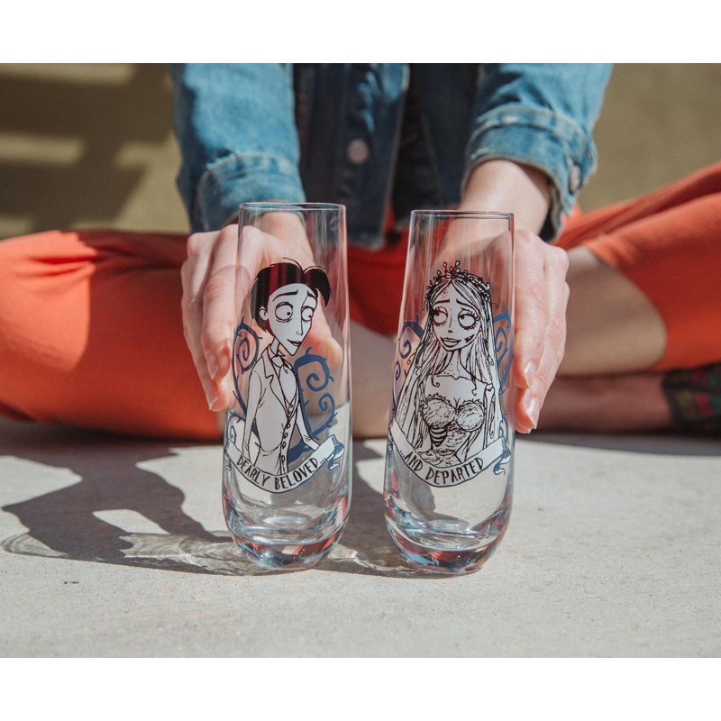 Tim Burton's Corpse Bride "Dearly Beloved" Stemless Fluted Glassware | Set of 2