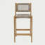 Tabouret de comptoir Luca Premium en corde - finition teck, gris clair, ensemble 2