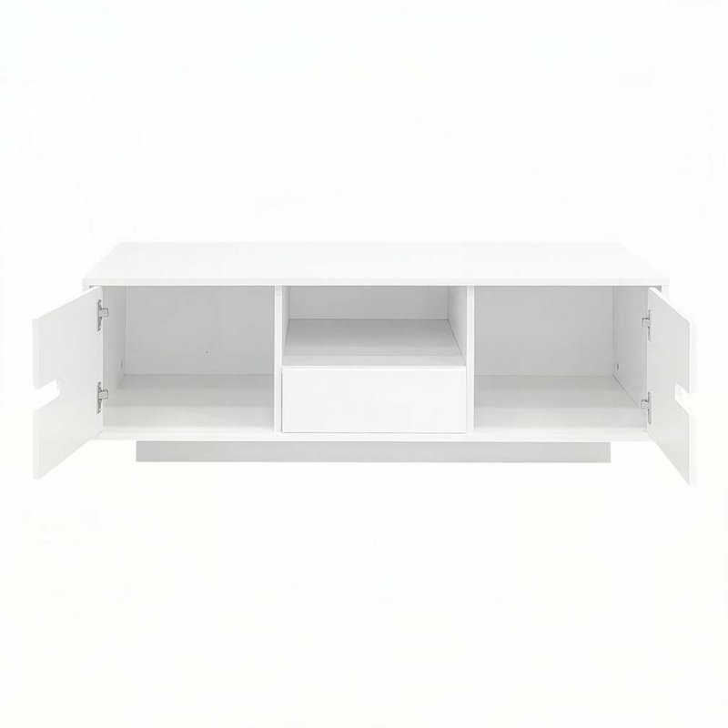 Table basse rectangulaire haute brillance avec 16 lumières DEL de couleur, Blanc