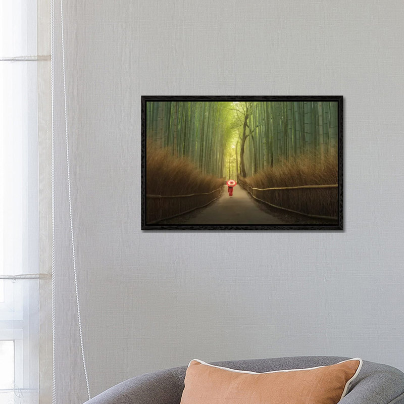 Bamboo Forest In Japan by Daniel Kordan - Print on Canvas, Black Framed, 66.04 cm H x 45.72 cm W