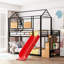 Lit en métal avec glissière et escalier de rangement-315997086