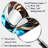 Ayaan Gold and blue Abstract spiral tranquility - Abstract Spirals Asymmetrical Large Mirror, Modern Irregular Shape Unique Wall Mirror Decor, Printed Metal Art-727326313