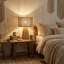 Lampe de table 18,5 po en rotin brun Boho, lampes de table tissées avec abat-jour en tissu pour chambre à coucher et salon