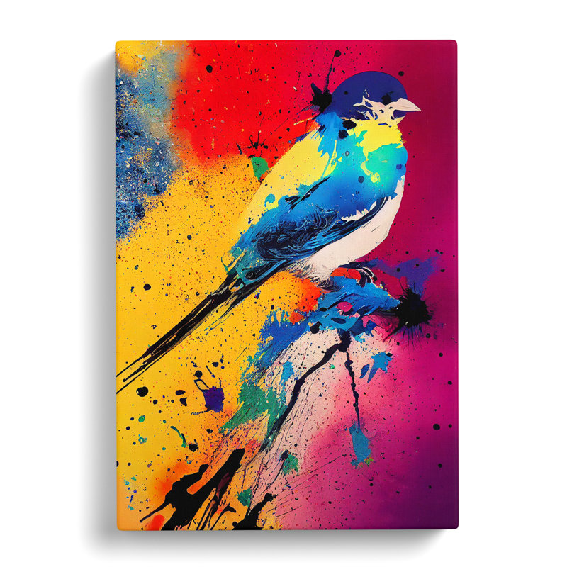 Painted Bird No.5 Abstract - Wrapped Canvas, 60cm H x 40cm W x 3cm D