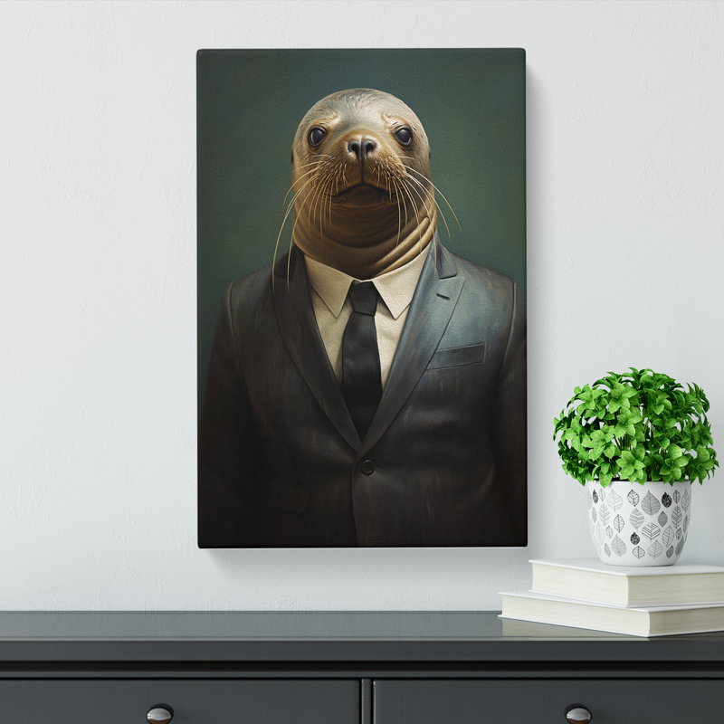 Sea Lion In A Suit No.3 - Print, 60cm H x 40cm W x 3cm D