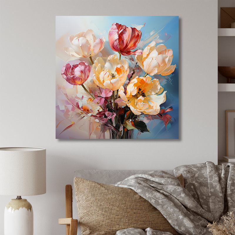 Bouquet de tulipes, nature morte I, H 36 po x l 36 po x P 1,5 po, Toile tendue