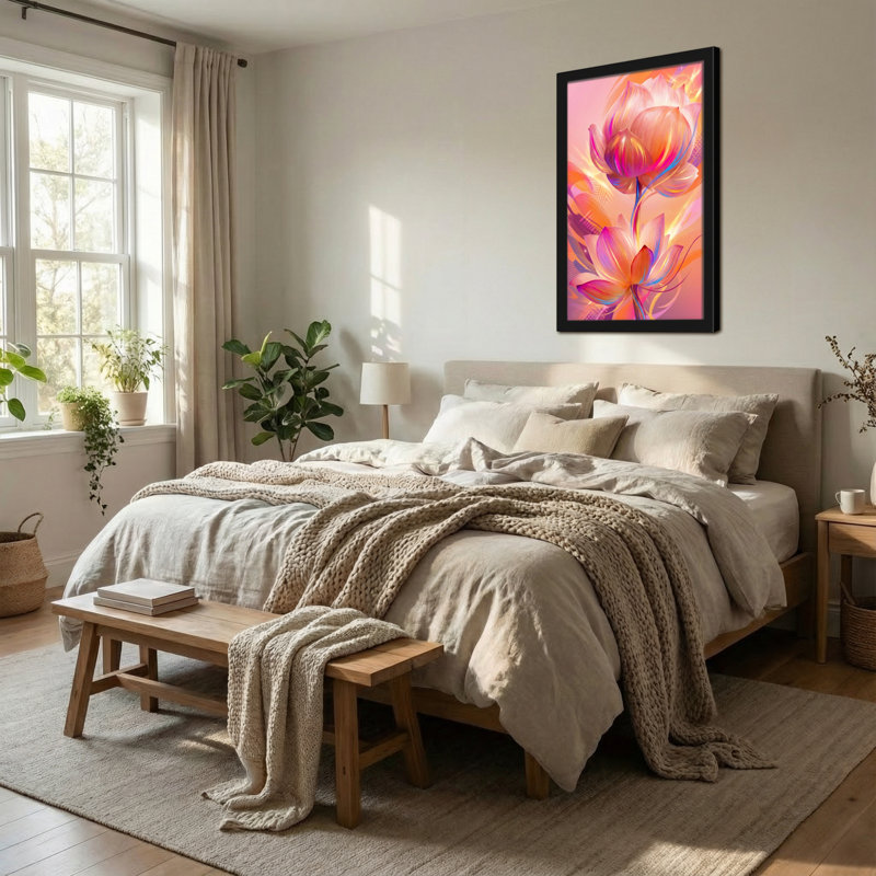 Plantes et fleurs, art floral abstrait, H 24 po x l 36 po