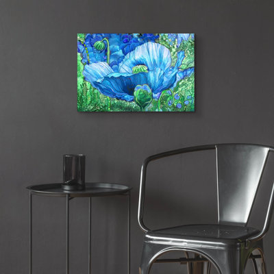 Winston Porter 'Poppy Garden - Blue' by Carol Cavalaris Acrylic Glass Wall Art