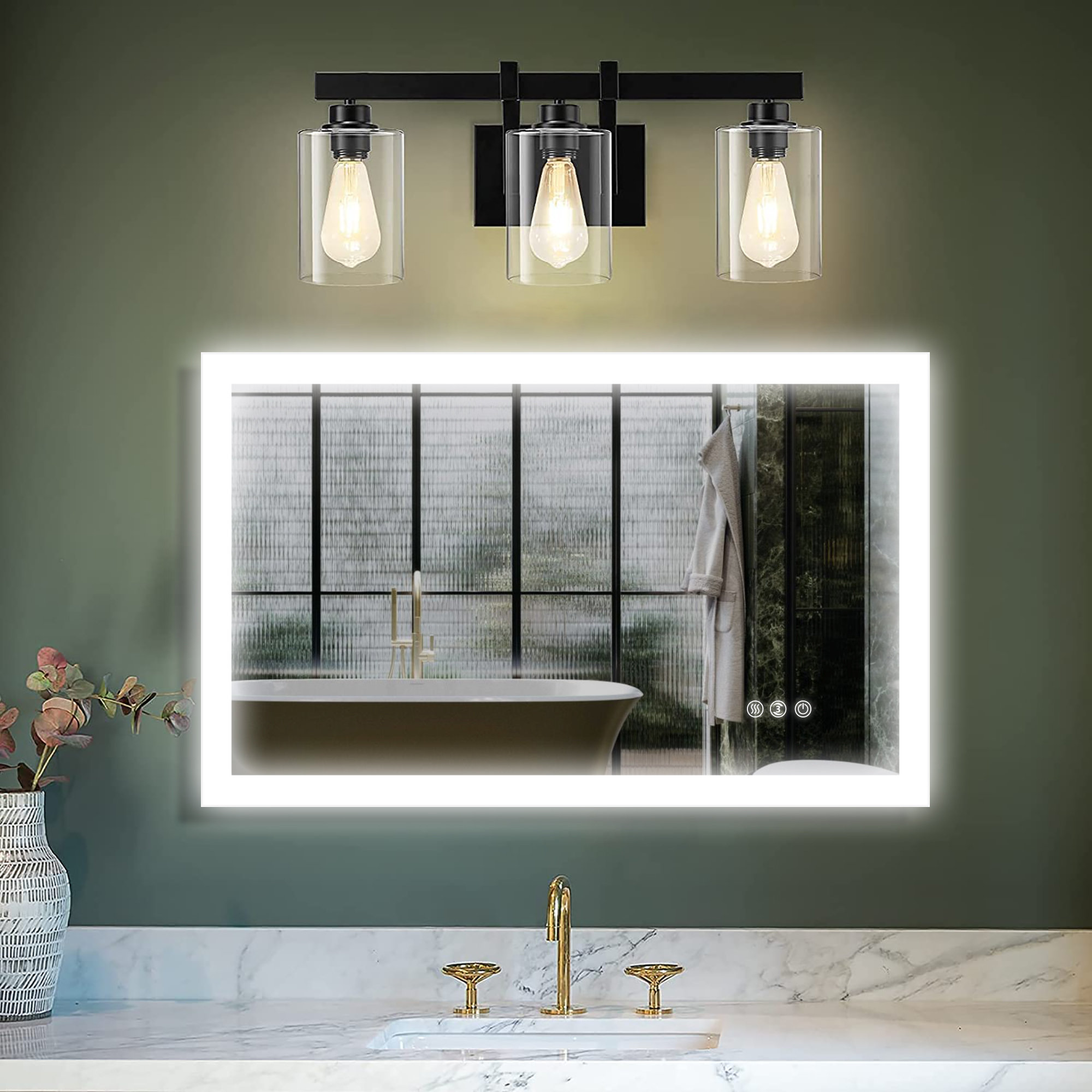 FORCLOVER Wall Mounted Bathroom LED Mirror With Anti Fog And Memory ...