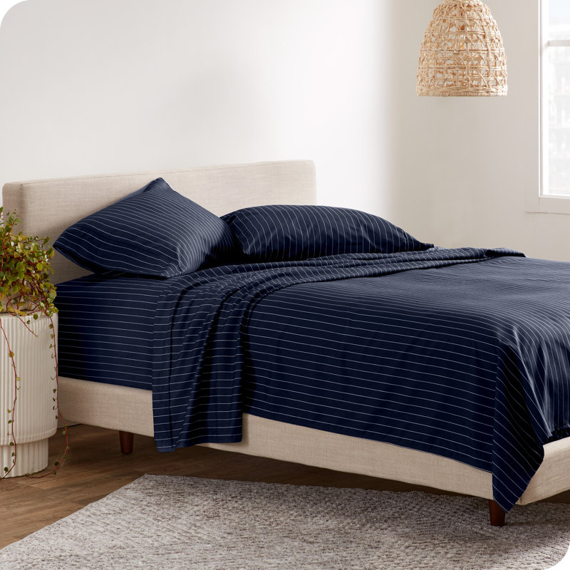 Midnight Pinstripe Queen Microfiber Deep Pocket Sheet Set
