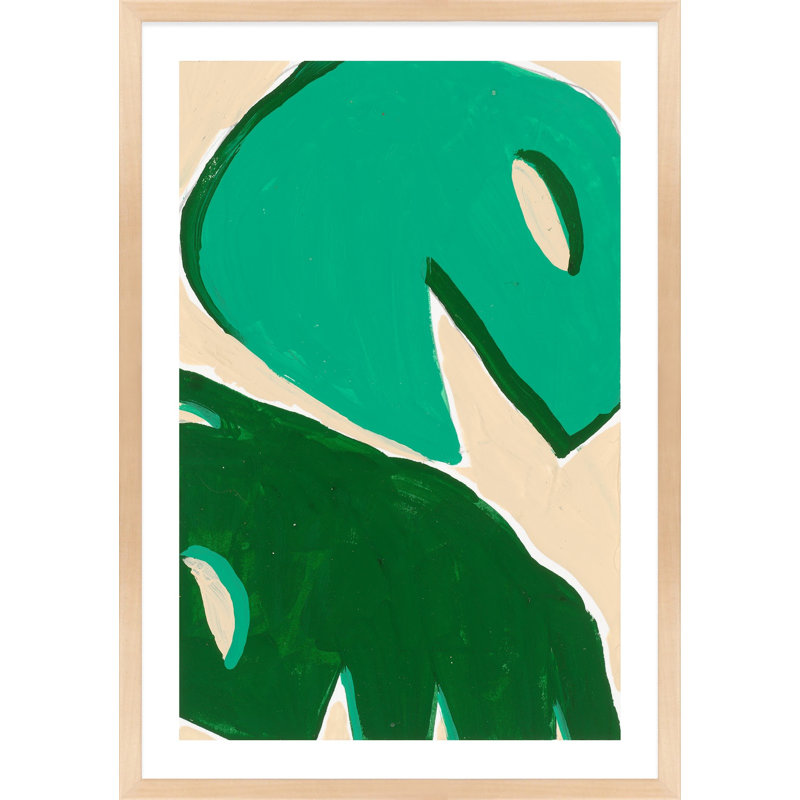 Fronds Print by Andrea Stokes, Maple Framed, 38" H x 26.5" W x 1.25" D