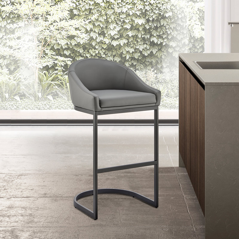 Tabourets de bar modernes et durables, similicuir gris, sièges de cuisine contemporains