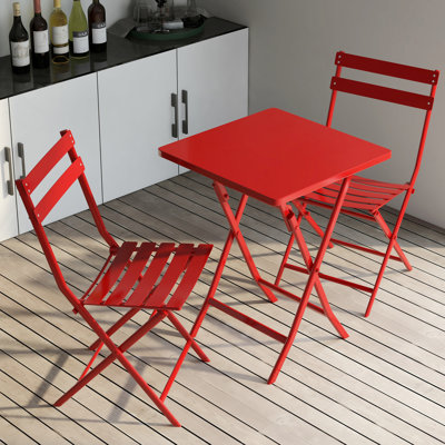 3 Piece Patio Bistro Set Of Foldable Square Table And Chairs by Ebern Designs