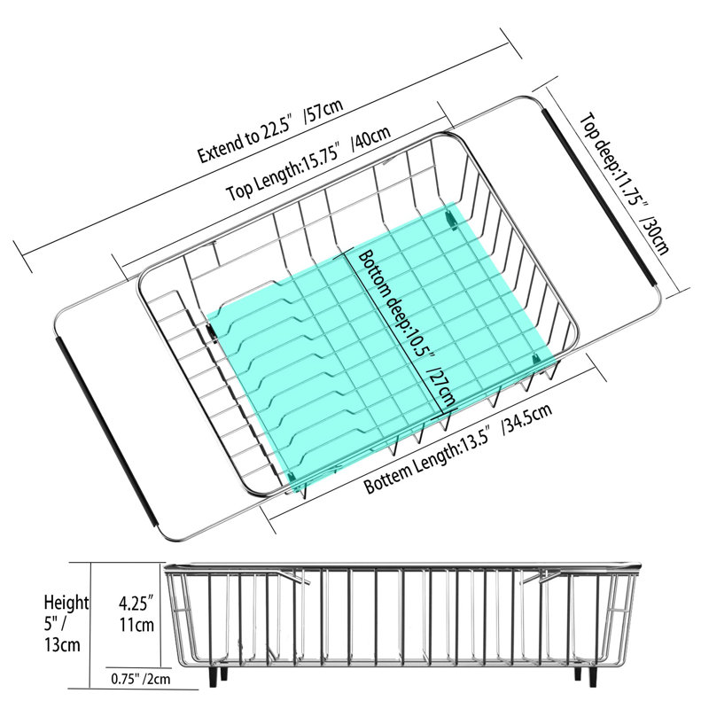 Expandable Over Sink Dish Drying Rack - Adjustable, Rust Resistant, Perfect For Small Kitchens