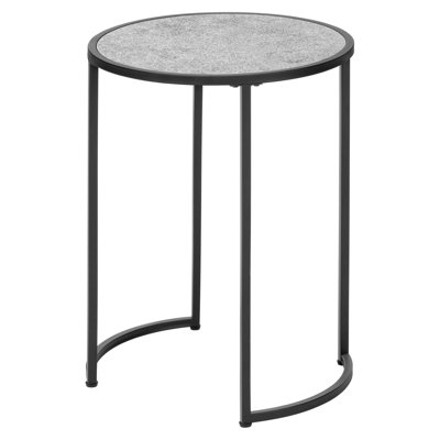 Accent Table, Side, Round, End, Nightstand, Lamp, Grey Laminate, Black Metal, Contemporary, Modern