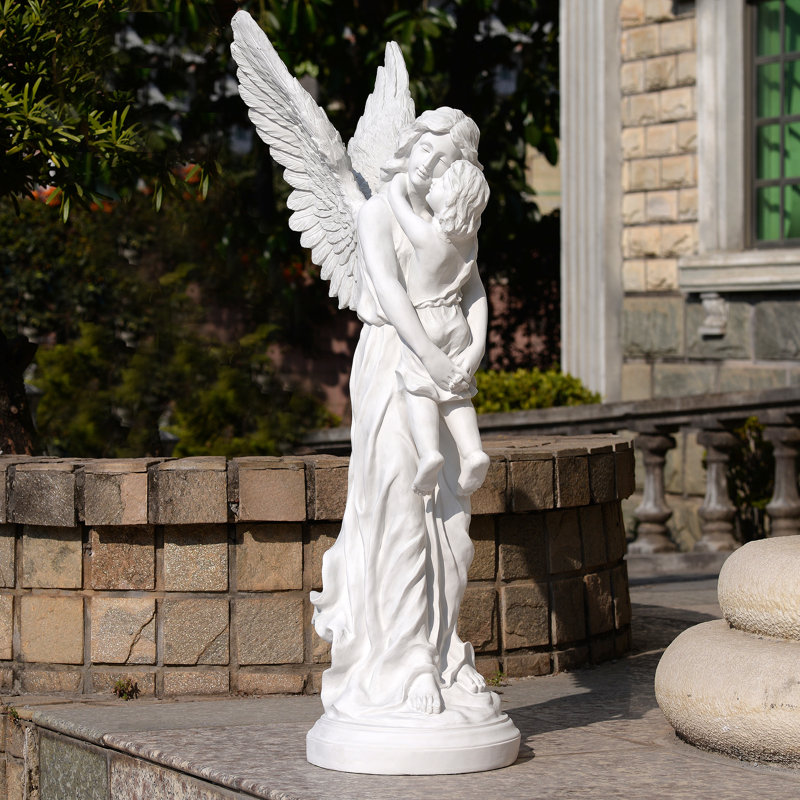 Statue enfant ange étreignant