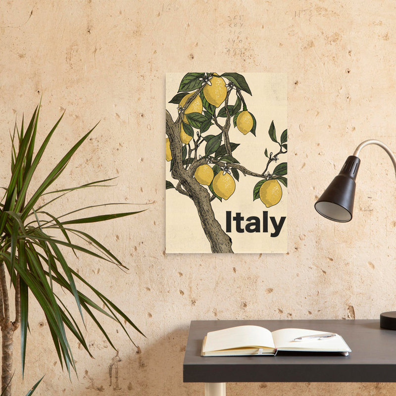 Citron italien, rustique, abstrait, citronnier, fruits, nature, art mural, 24" H x 16" W