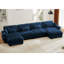 U Shaped Sectional Sofa Cloud Couch With Movable Ottomans,Convertible Deep 4 Seater Modern Velvet Comfy Upholstered Corner Couch With Blostered Armrests, Waist Pillow And Throw Pillows,Blue