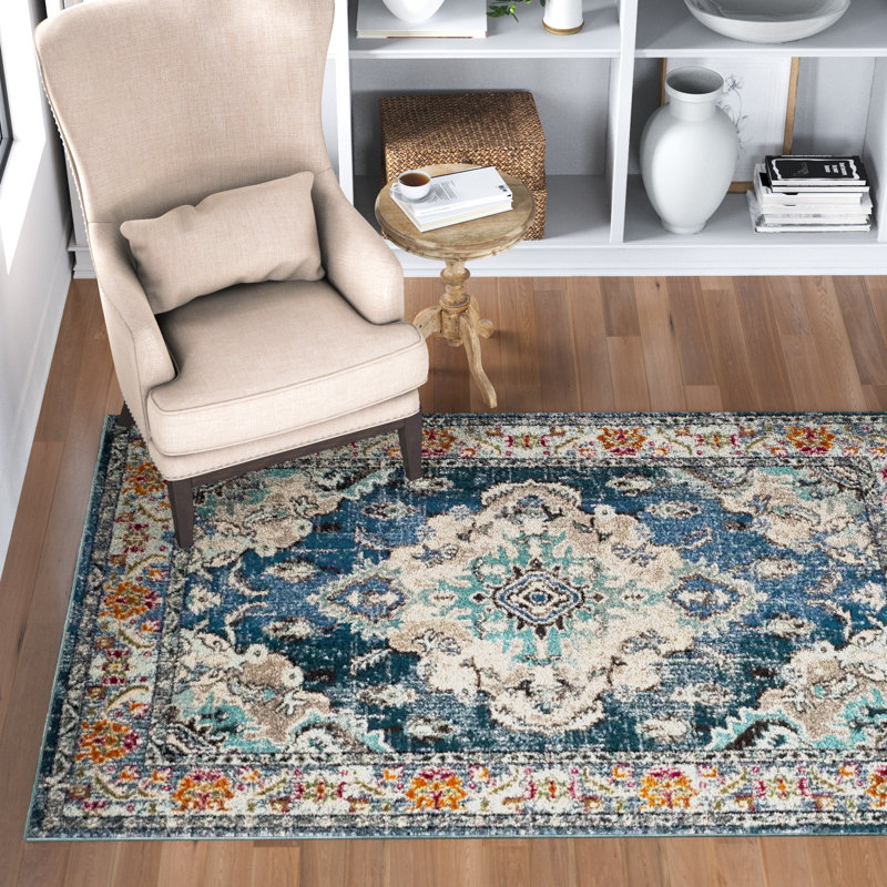 Almyra Oriental Area Rug, Rectangle 5'1" x 7'7", Light Blue/Fuchsia