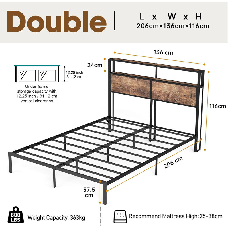 Metal Bed, Double (4'6)